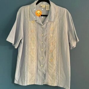 Koret Light Blue Embroidered Button Down Shirt